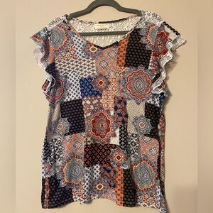 Bobbie Brooks Multicolor Boho Patchwork Blouse